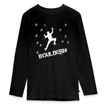 Bouldern Klettern Kletterer - Teenager Premium Bio Langarmshirt - Schwarz - Vorne - AI Model Kid Female (0cm)