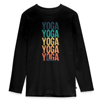 YOGA YOGA YOGA - Teenager Premium Bio Langarmshirt - Schwarz - Vorne - AI Model Kid Female (0cm)