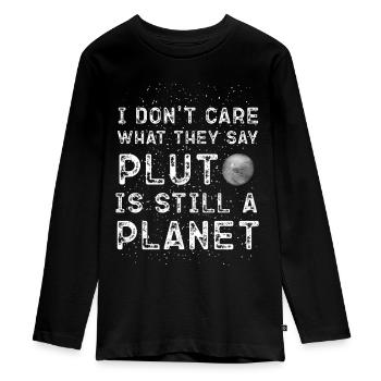 Pluto is a planet! - Teenager Premium Organic Long Sleeve Shirt - black - Front - AI Model Kid Female (0cm)