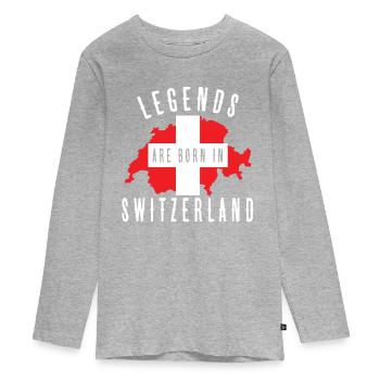 Suisse - T-shirt manches longues Premium Ado - gris chiné - Devant
