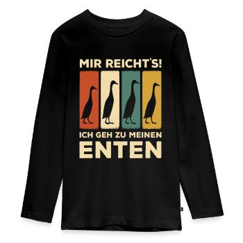 Laufenten Mir Reicht's Ich Geh Zu Meinen Enten - Teenager Premium Bio Langarmshirt - Schwarz - Vorne - AI Model Kid Female (0cm)