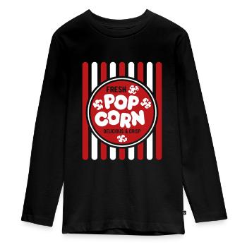 Fresh Popcorn - Crispy & Delicious - Gift - Teenager Premium Organic Long Sleeve Shirt - black - Front - AI Model Kid Female (0cm)
