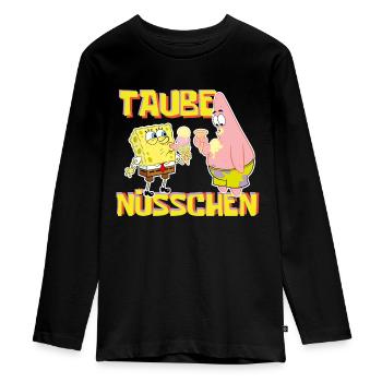 SpongeBob Schwammkopf Taube Nüsschen Patrick Eis - Teenager Premium Bio Langarmshirt - Schwarz - Vorne - AI Model Kid Female (0cm)