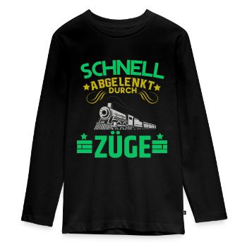 Lokführer shirt • Zug • Lokführer Geschenk - Teenager Premium Bio Langarmshirt - Schwarz - Vorne - AI Model Kid Female (0cm)