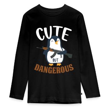 Penguin - Teenager Premium Organic Long Sleeve Shirt - black - Front - AI Model Kid Female (0cm)