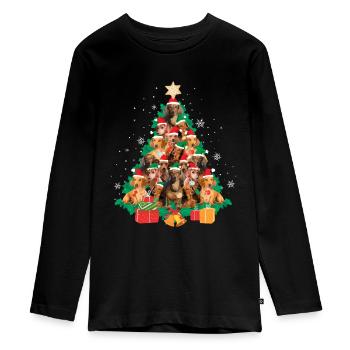 Dackel Weihnachten - Teenager Premium Bio Langarmshirt - Schwarz - Vorne - AI Model Kid Female (0cm)