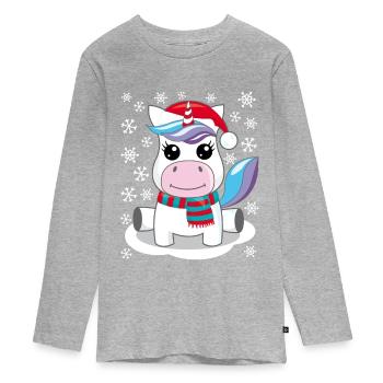 Unicorn Christmas gift Christmas present - Teenager Premium Organic Long Sleeve Shirt - heather grey - Front