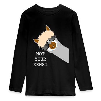 Lama Alpaka Nicht Dein Not Your Ernst - Denglisch - Teenager Premium Bio Langarmshirt - Schwarz - Vorne - AI Model Kid Female (0cm)