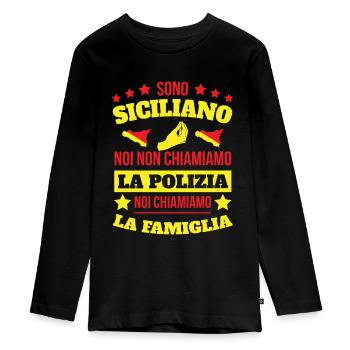 Sono Siciliano Noi Chiamiamo La Familglia Trinacri - Teenager Premium Organic Long Sleeve Shirt - black - Front - AI Model Kid Female (0cm)