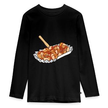 Currywurst Curry Wurst Bratwurst Berliner Ruhrpott - Teenager Premium Organic Long Sleeve Shirt - black - Front - AI Model Kid Female (0cm)