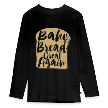 Richtig Brot Backen Hobbybäcker Teigflüsterer - Teenager Premium Bio Langarmshirt - Schwarz - Vorne - AI Model Kid Female (0cm)