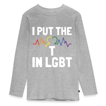 I put the T in LGBT Gay Lesbian Culture - T-shirt manches longues Premium Ado - gris chiné - Devant