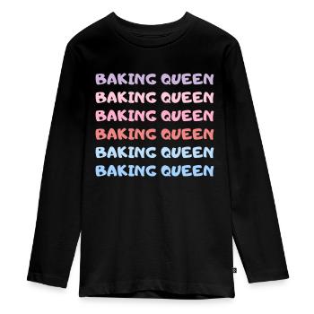 Backkönigin Lustiger Backspruch - Teenager Premium Bio Langarmshirt - Schwarz - Vorne - AI Model Kid Female (0cm)
