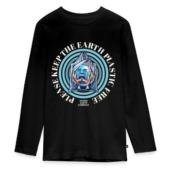 Plastic-free soil - Teenager Premium Organic Long Sleeve Shirt - black - Front - AI Model Kid Female (0cm)