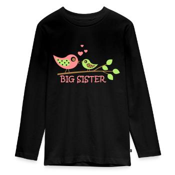 Big Sister bird - Teenager Premium Bio Langarmshirt - Schwarz - Vorne - AI Model Kid Female (0cm)