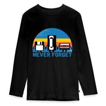Nie vergessen - Teenager Premium Bio Langarmshirt - Schwarz - Vorne - AI Model Kid Female (0cm)