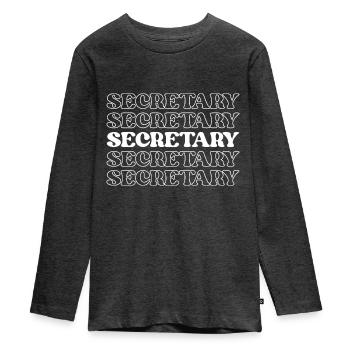 Secrétaire, Assistante Administrative Exécutive - T-shirt manches longues Premium Ado - anthracite chiné - Devant - AI Model Kid Female (0cm)