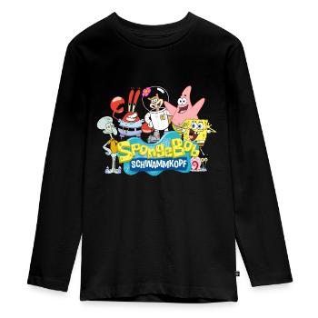 SpongeBob Schwammkopf Logo Patrick Thaddäus Krabs - Teenager Premium Bio Langarmshirt - Schwarz - Vorne - AI Model Kid Female (0cm)