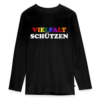 Vielfalt Schützen - Teenager Premium Bio Langarmshirt - Schwarz - Vorne - AI Model Kid Female (0cm)
