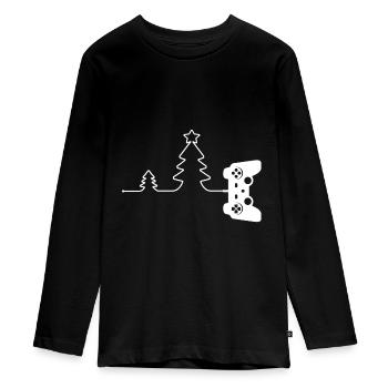 Gamer Weihnachtsbaum VideospielController Geschenk - Teenager Premium Bio Langarmshirt - Schwarz - Vorne - AI Model Kid Female (0cm)