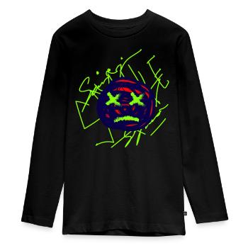 XX Grincheux Sourire XX - T-shirt manches longues Premium Ado - noir - Devant - AI Model Kid Female (0cm)