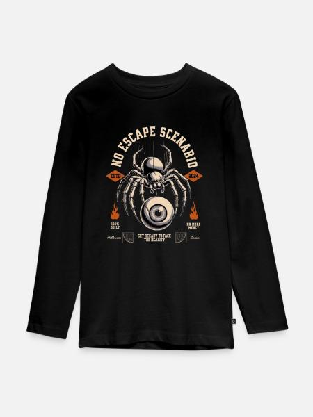 Spider Halloween - Teenager Premium Bio Langarmshirt - Schwarz