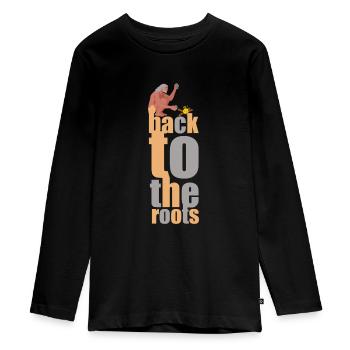 back to the roots - Teenager Premium Bio Langarmshirt - Schwarz - Vorne - AI Model Kid Female (0cm)