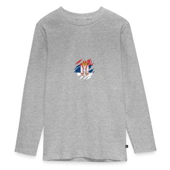 Serbie Drapeau serbe Srbija Serbes Cadeau - T-shirt manches longues Premium Ado - gris chiné - Devant