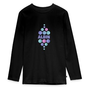 First name Albin - Teenager Premium Organic Long Sleeve Shirt - black - Front - AI Model Kid Female (0cm)