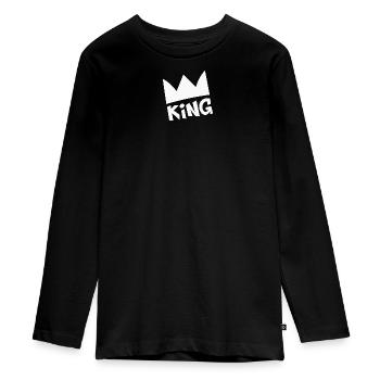 King - Teenager Premium Organic Long Sleeve Shirt - black - Front - AI Model Kid Female (0cm)