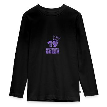 19 - Teenager Premium Bio Langarmshirt - Schwarz - Vorne - AI Model Kid Female (0cm)