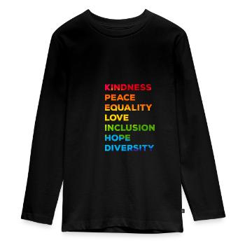Gentillesse Égalité Amour LGBTQ Arc-en-ciel Fl - T-shirt manches longues Premium Ado - noir - Devant - AI Model Kid Female (0cm)