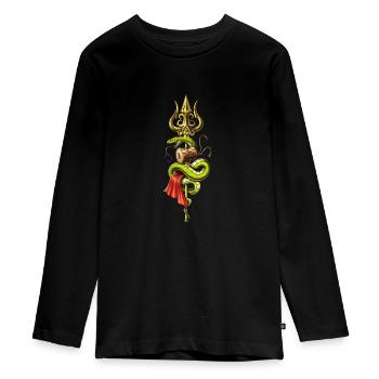 Hindu-Lord Shiva Dreizack - Teenager Premium Bio Langarmshirt - Schwarz - Vorne - AI Model Kid Female (0cm)