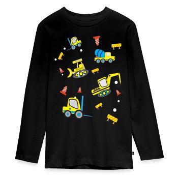Baustellen Fahrzeuge - Teenager Premium Bio Langarmshirt - Schwarz - Vorne - AI Model Kid Female (0cm)