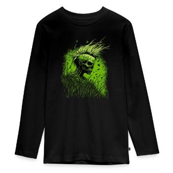 Horror Punk Zombie Mohawk - Teenager Premium Bio Langarmshirt - Schwarz - Vorne - AI Model Kid Female (0cm)