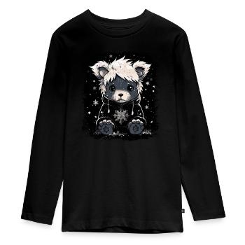 Ours en peluche Emo mignon - T-shirt manches longues Premium Ado - noir - Devant - AI Model Kid Female (0cm)