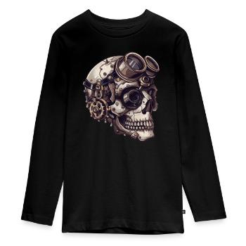 Crâne de zombie dieselpunk - T-shirt manches longues Premium Ado - noir - Devant - AI Model Kid Female (0cm)