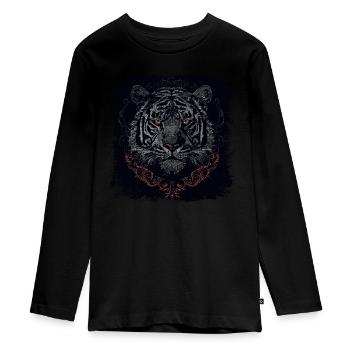 Tiger - Teenager Premium Bio Langarmshirt - Schwarz - Vorne - AI Model Kid Female (0cm)