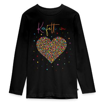 Konfetti im Herzen - Teenager Premium Bio Langarmshirt - Schwarz - Vorne - AI Model Kid Female (0cm)