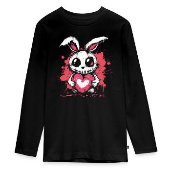 Mignon lapin effrayant - T-shirt manches longues Premium Ado - noir - Devant - AI Model Kid Female (0cm)