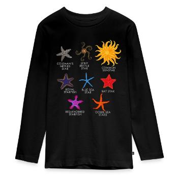 Seestern - Teenager Premium Bio Langarmshirt - Schwarz - Vorne - AI Model Kid Female (0cm)