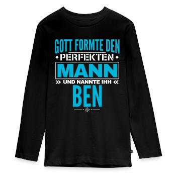 Ben Name Design - Teenager Premium Bio Langarmshirt - Schwarz - Vorne - AI Model Kid Female (0cm)