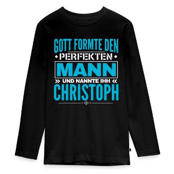 Christoph Name Design - Teenager Premium Bio Langarmshirt - Schwarz - Vorne - AI Model Kid Female (0cm)