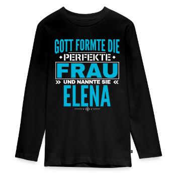 Elena Name Design - Teenager Premium Bio Langarmshirt - Schwarz - Vorne - AI Model Kid Female (0cm)