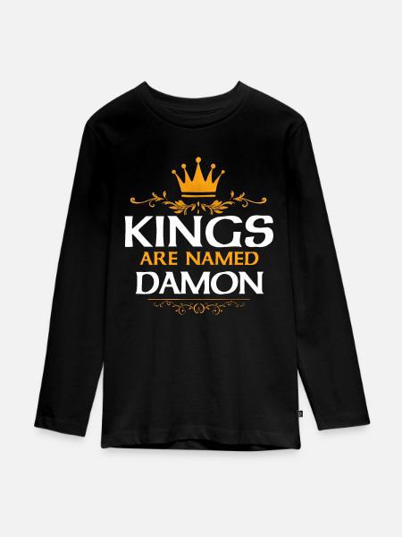 Damon - Teenager Premium Bio Langarmshirt - Schwarz