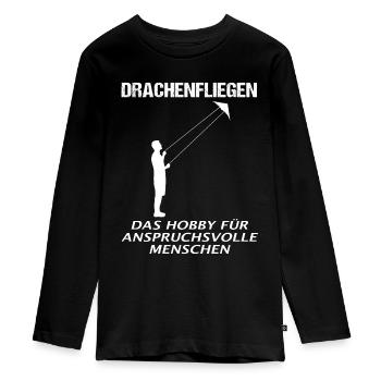 Drachenfliegen Spruch Drachensteigen Geschenk - Teenager Premium Bio Langarmshirt - Schwarz - Vorne - AI Model Kid Female (0cm)