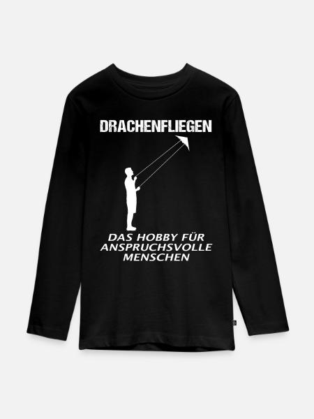 Drachenfliegen Spruch Drachensteigen Geschenk - Teenager Premium Bio Langarmshirt - Schwarz