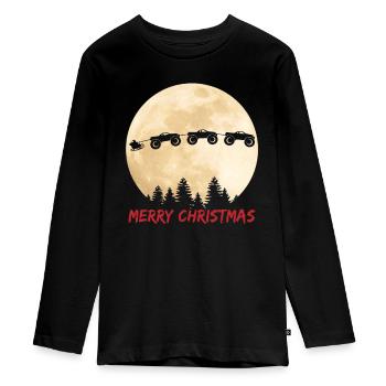 E.T. Monstertrucks Schlittenfahrt Abenteuer - Teenager Premium Bio Langarmshirt - Schwarz - Vorne - AI Model Kid Female (0cm)