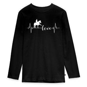 Reiterherz Pferdeliebe Lebensfreude - Teenager Premium Bio Langarmshirt - Schwarz - Vorne - AI Model Kid Female (0cm)