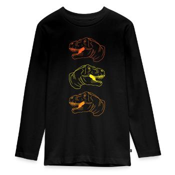 T-Rex Trio Neon Stil Cool Geschenkidee - Teenager Premium Bio Langarmshirt - Schwarz - Vorne - AI Model Kid Female (0cm)